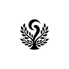 Naklejka premium Elegant Black Tree Logo, Organic Abstract Design on White Background