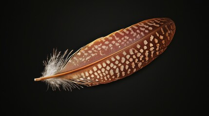 feather on the black background.