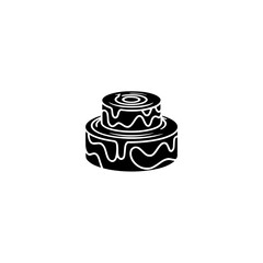 Elegant Minimalist Cake Illustration: Black & White Celebration Icon