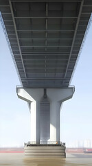 Obraz premium Photo Abstract View Looking Up at a Massive Concrete Bridge Structure Over a River