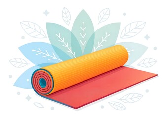 Yoga Mat: A vibrant yoga mat, unrolled and ready, lies against an inviting backdrop, inviting a journey of wellness and serenity.