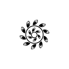 Black and White Floral Mandala on White Background