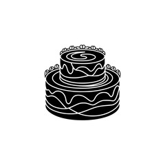 Black & White Two-Tiered Cake Silhouette, Minimalist Design