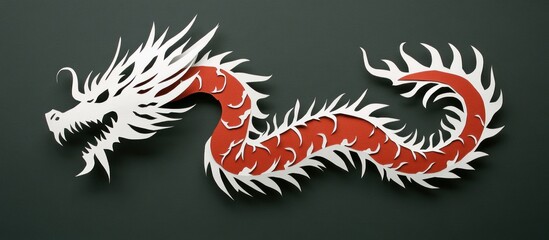 Obraz premium Paper Cut Dragon Art Design on Dark Background