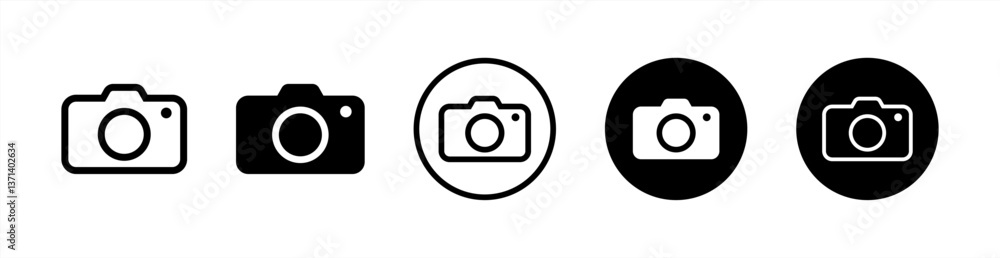 Aufkleber camera icon set camera photo snapshot capture photograph shutter flash digital app modern minimalist