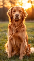 Golden Retriever Sunset Portrait