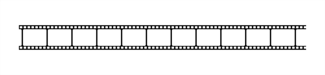 film strip icon used for videography elements, cinema reel. Filmstrip with frames, photo and videos for camera. Old white and black film tapes of 35mm. Realistic film strip, vector 10 eps.