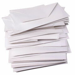 Photo Stack of White Envelopes Isolated on White Background