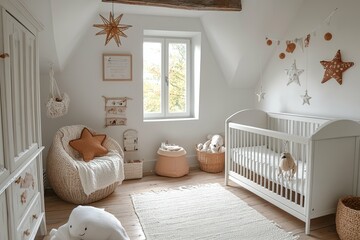 A Cozy Nursery Featuring Stars And Neutral Tones
