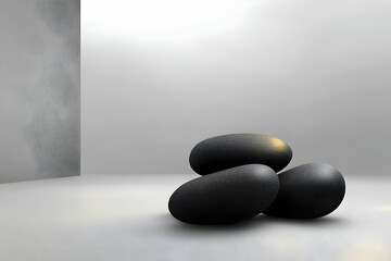 Spa Stones with Water Drops on a Gray Background Photo