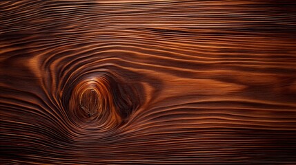 Dark brown wood shows a knot surrounded by curving grain patterns across the surface, creating a textured effect.