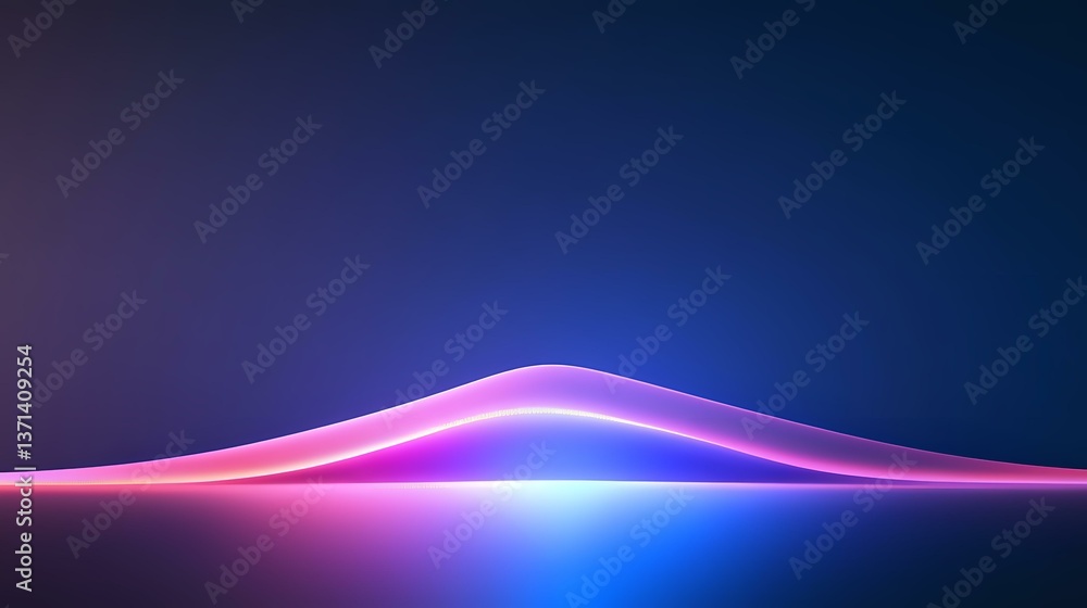 Poster glowing neon wave lines on dark background with purple and blue gradient lighting effects create mod