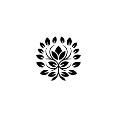 Minimalist Floral Emblem, Black & White, Organic Shape, Logo Design