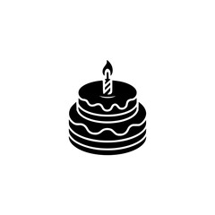 Minimalist Black & White Birthday Cake Icon
