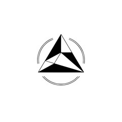Fototapeta premium Geometric Triangle Logo in Circle, Modern Design, Abstract Black and White
