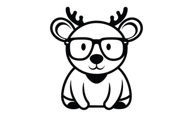 Fototapeta premium Panda moose wearing glasses silhouette, panda Moose wearing sunglass black silhouette, panda icon illustration 