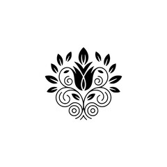 Elegant Floral Ornament: Black & White Vector Design
