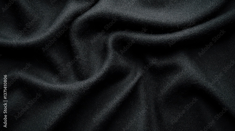 Poster high resolution black texture felt texture fiber natural wool pattern background. real black felt wo