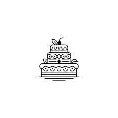Minimalist Tiered Cake Icon on White, Line Art Design