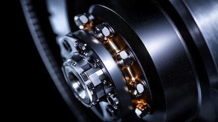 Close-up of a precision-engineered mechanical component showcasing intricate details and textures