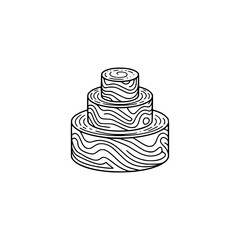 Minimalist Tiered Wood Cake Illustration
