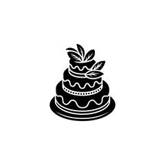 Elegant Tiered Cake Silhouette with Leaf Decoration