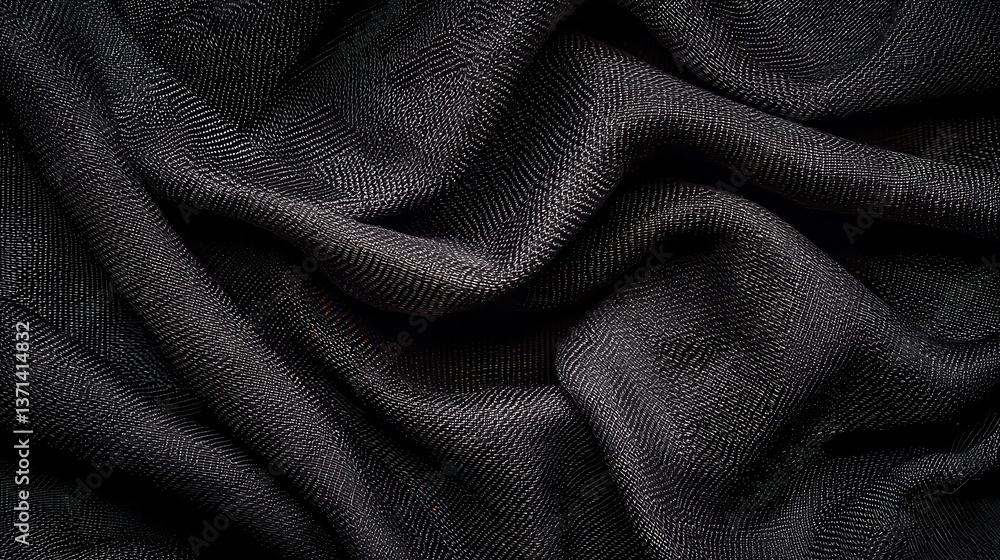 Poster macro texture fabric of large binding for sewing black background color.