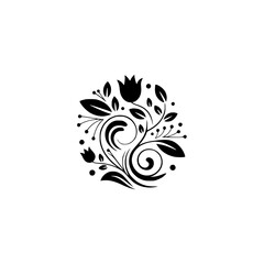 Fototapeta premium Elegant Black Floral Ornament on White Background