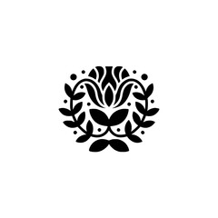 Minimalist Floral Emblem in Black: Decorative Design Element