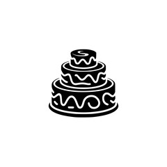 Elegant Tiered Cake Icon in Black & White, Isolated, Vector Graphic