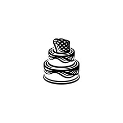Minimalist Wedding Cake Illustration: Elegant Black & White Design