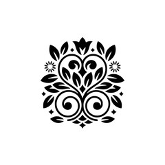 Elegant Floral Emblem in Black & White, Minimalist Design