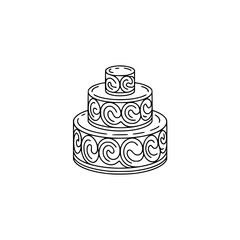 Minimalist Line Art Wedding Cake Illustration