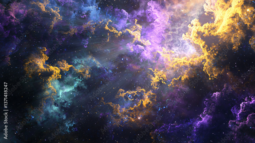 Poster mesmerizing nebula with distant stars in the background creating a breathtaking cosmic scene of cele