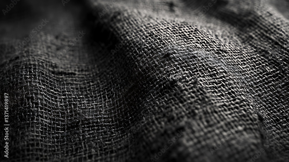 Poster woven texture abstract: detailed close-up of dark fabric creates a rich and intriguing pattern backg