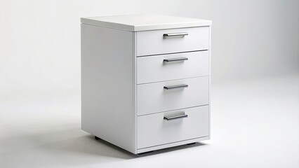 Modern White Office Drawer Unit Silhouette, Minimalist Desk Organizer, Neutral Background Silhouette Photography