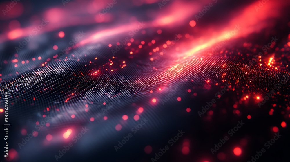 Poster abstract dark fabric with glowing red light: modern texture background for design projects.