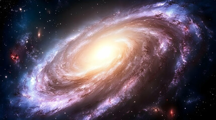 Fototapeta premium Galactic Spiral Galaxy Illustration In Vibrant Colors With Stellar Details