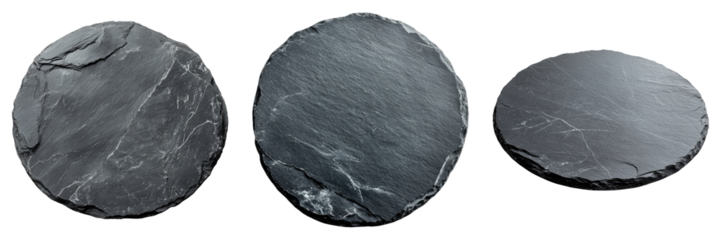 Slate plate isolated on transparent background. PNG, Set of