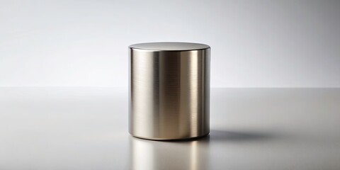 Sleek Metallic Cylinder, Minimalist Product Photography, Reflective Surface, Rule of Thirds
