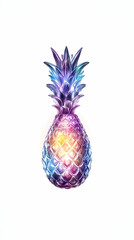 Illustration Of A Colorful Pineapple With Gradient Colors And White Background