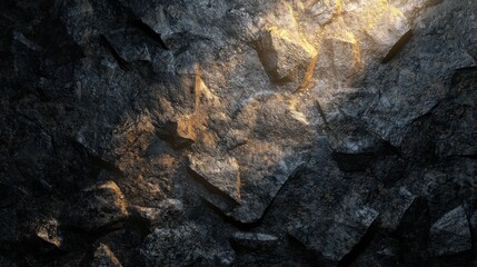 Rough, dark stone background lit by spotlight background.