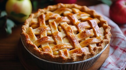 Classic Apple Pie with Lattice Crust / 格子状の皮のクラシックなアップルパイ