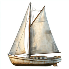 Obraz premium Explore Nautical Adventure on a Vintage Sailboat at Sunset: Sea Travel and Marine Life Serenity