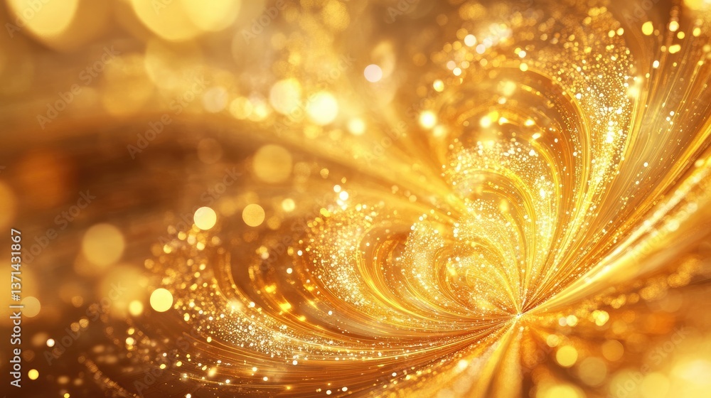 Poster shimmering golden background with sparkles and light reflections for festive and elegant themes