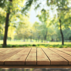 Fototapeta premium empty wooden table on summer background, Isolated on white Background.