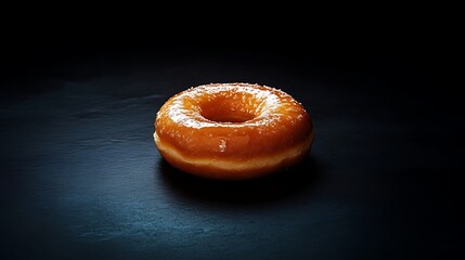 Classic Glazed Donut on a Dark Background / ダークな背景のクラシックなグレーズドドーナツ