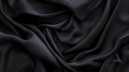 Obraz premium Smooth black fabric background with elegant subtle folds creating a luxurious and graceful design.