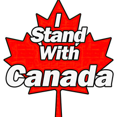 Obraz premium I stand with Canada sign on red maple leaf, no 51st state,