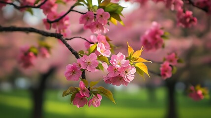 Obraz premium Cherry Blossoms in Full Bloom on a Branch / 満開の桜の枝